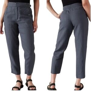 Athleta | Women’s Voyager Strap Waist 100% Linen Ankle Pants Size 8